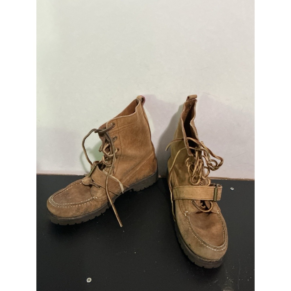 Polo Ralph Lauren Ranger Boots Women Size 9B Tumbled Leather Brown STAINED
